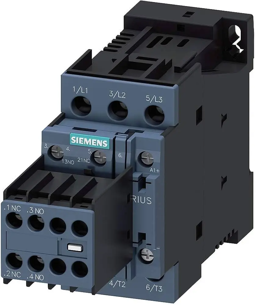 Contactor de Potencia, AC-3E/AC-3, 25A, 11KW/400V, Tripolar, 24VDC, Contactos Auxiliares: 1NA + 1NC, Borne de Tornillo, 3RT2026-1BB40