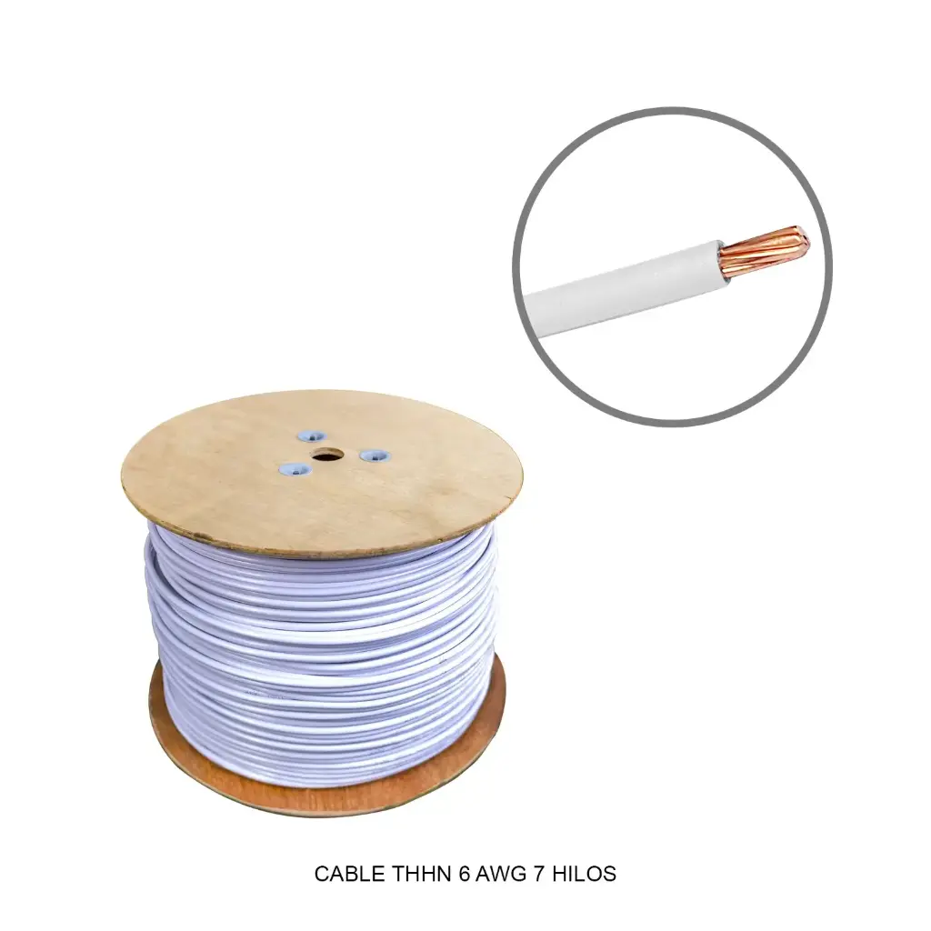 Cable THHN-TW #6 AWG 7 Hilos Blanco