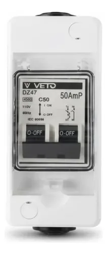 Caja con Breaker para Ducha, 50A-220V, Veto