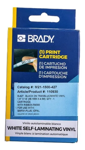 Cinta de Vinyl Autolaminado de 1.5" x 14 ft, 10-4 AWG, M21-1500-427