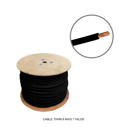 [CA1020] Cable THHN-TW #6 AWG 7 Hilos Negro