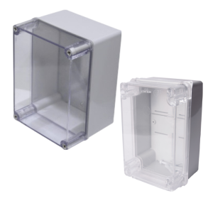 [AC0640] Caja Plástica de 175x110x83 mm Gris con Tapa Transparente